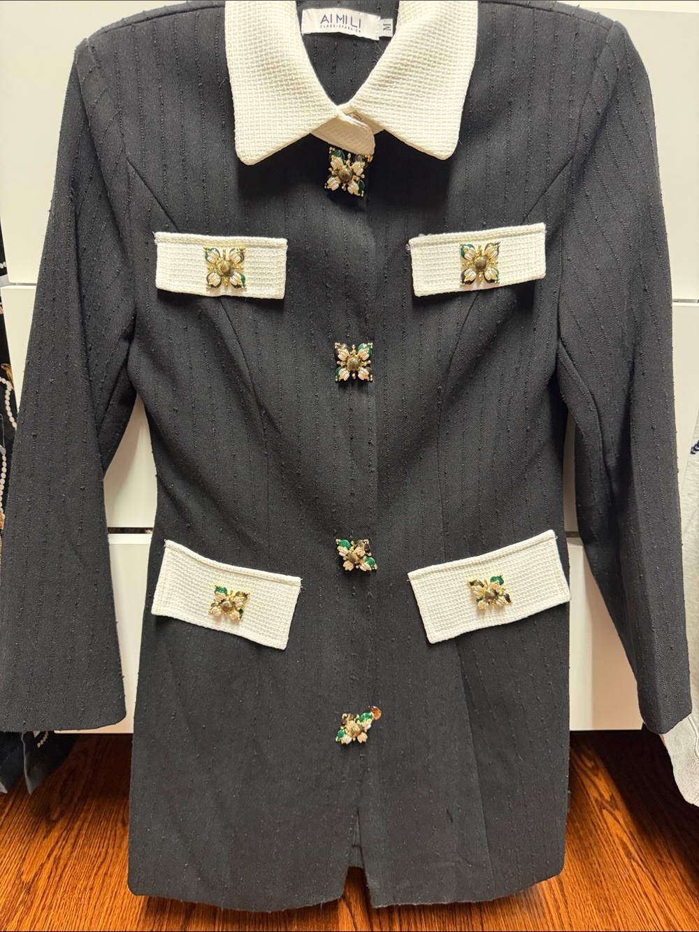 Black & White Embellished Structured Jacket